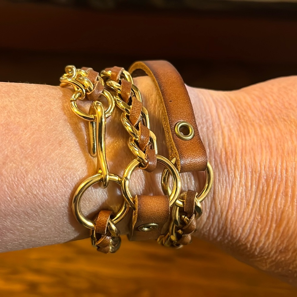 Leather/chain wrap bracelet